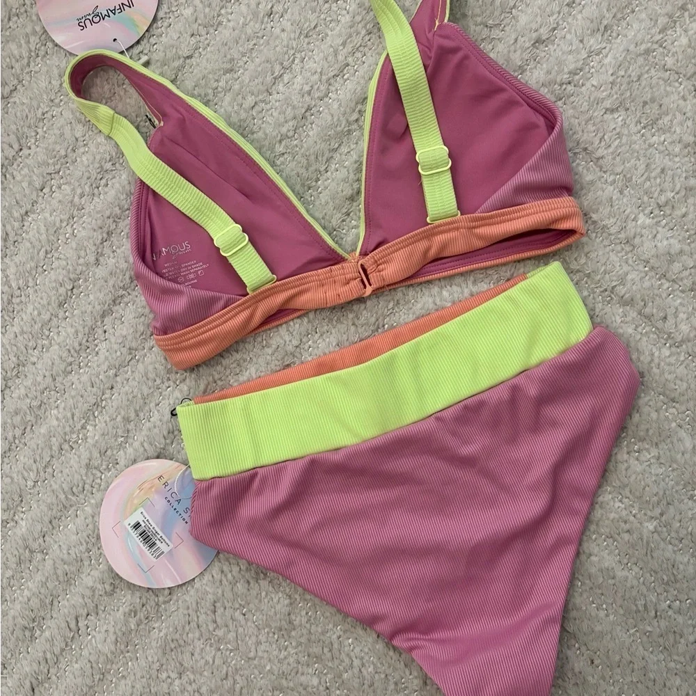 NWT Infamous Swim Lola Two-Piece Bikini Set SUNSET HORIZON - Size Medium - Picture 5 of 6